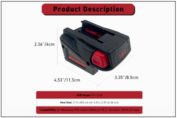 M18V18 Converter Adapter for Milwaukee M18 18V Lithium-Ion battery convert to Milwaukee 18V NI-CD tools - Image 3