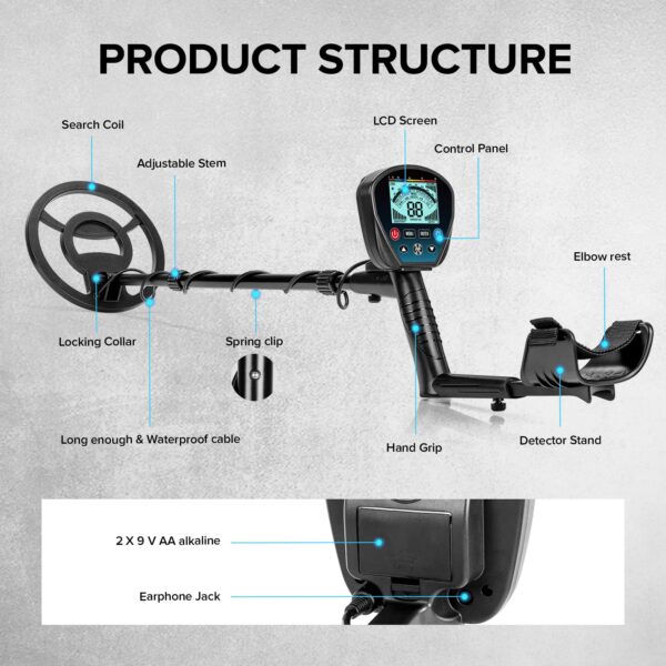 Metal Detector for Adults High Sensitivity Waterproof 10'' Search Coil - Image 5